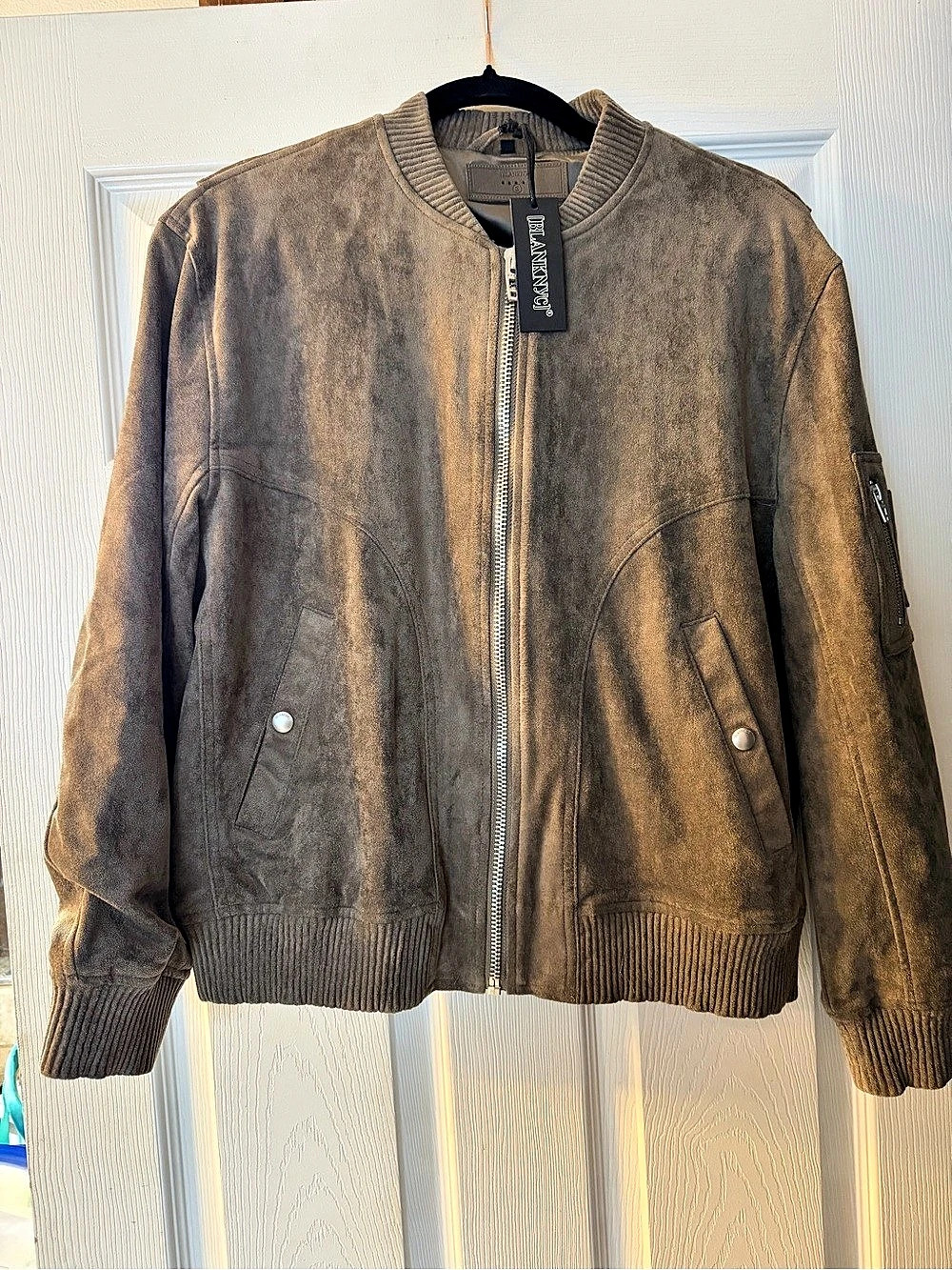 Blank NYC Faux Suede Bomber Jacket in Brown Size Small